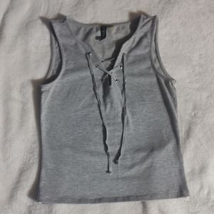 H&M Divided Light Grey Lace Up Tank Top